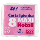 8 Maxi Rotoli Carta Igienica 2 Veli U! Confronta e Risparmia